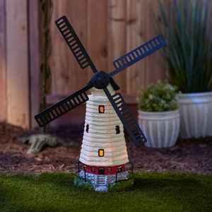 Solar Light-Up Lighthouse Windmill Garden Decore